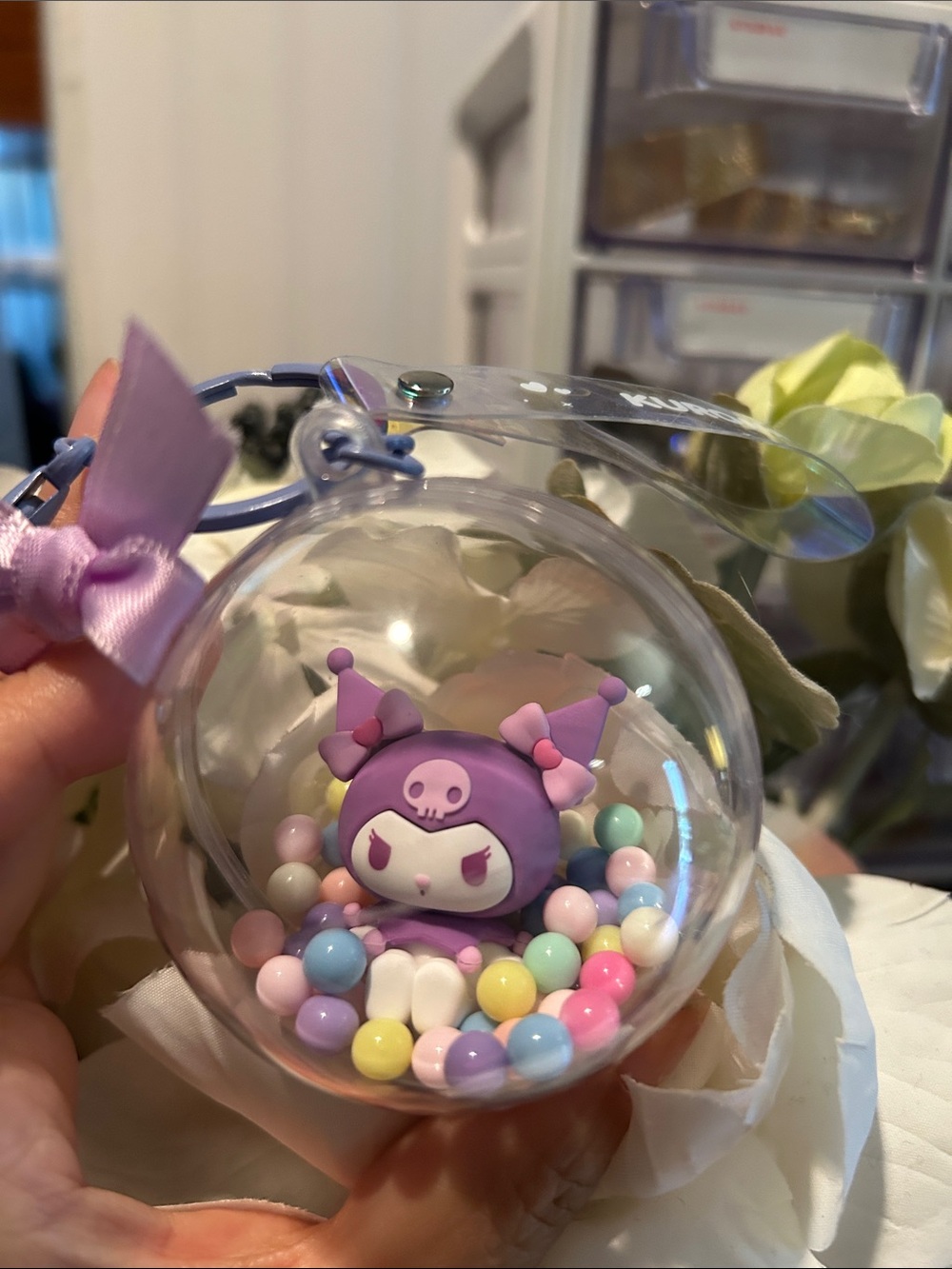 Sanrio Kuromi Purple Charm Keychain - Cute Capsule Accessory